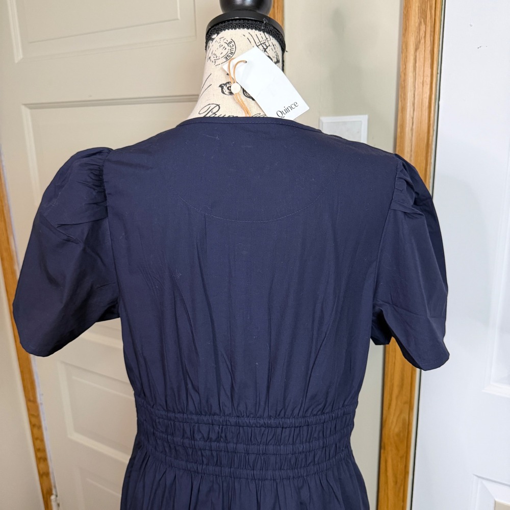 Quince Tiered Maxi Dress Womens Size Medium Organic Cotton Poplin Puff Sleeve - Picture 4 of 11